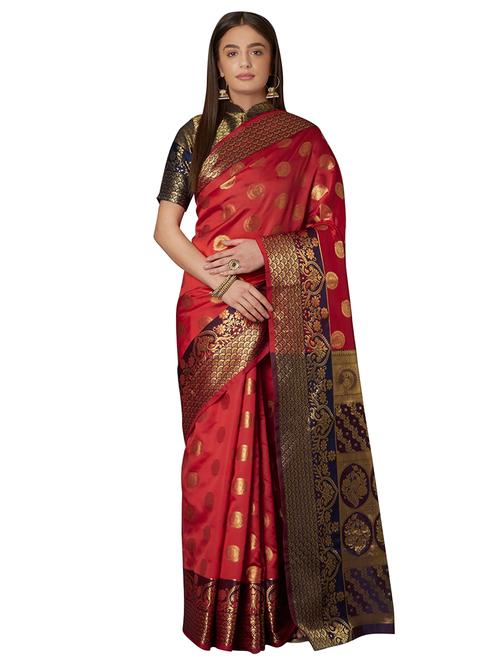 self design banarasi saree with blouse - 17091980 - Very Small Image - 1