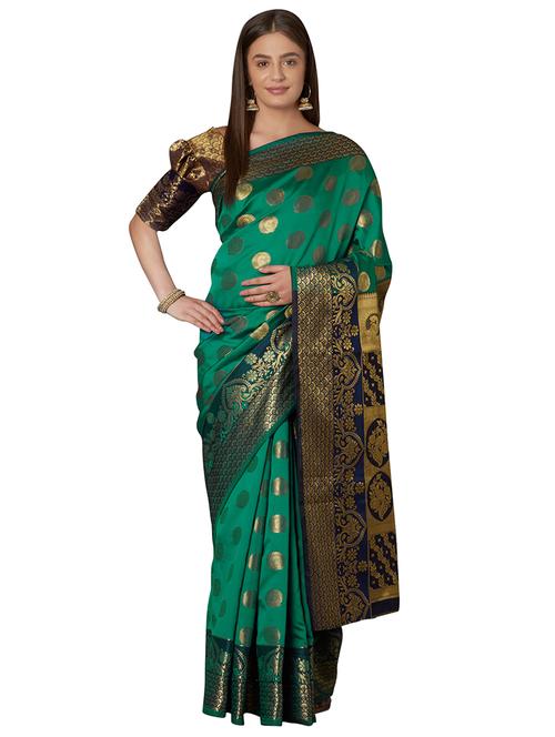 self design banarasi saree with blouse - 17091981 - Very Small Image - 1