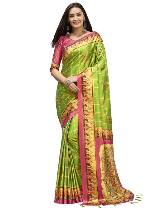 checkered woven saree with blouse - 17091995 - Very Small Image - 1