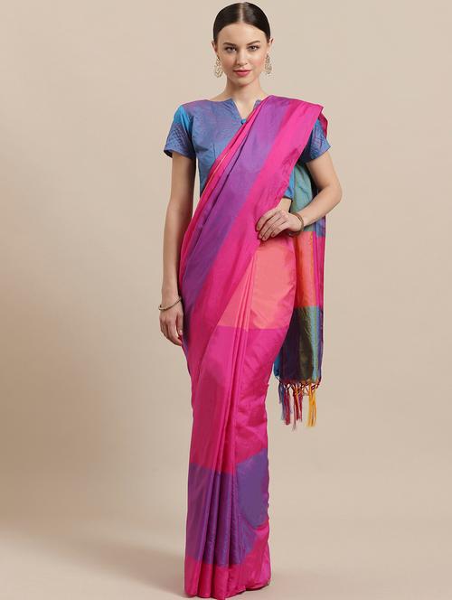 color block woven saree with blouse - 17092024 - Very Small Image - 1