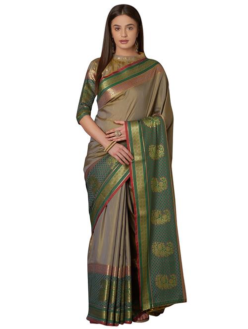 printed woven saree with blouse - 17092037 - Very Small Image - 1