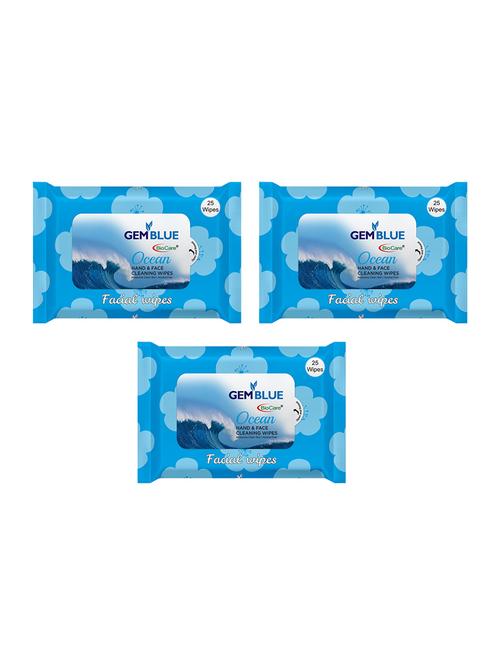 gemblue biocare ocean facial wipes pack of 3 - 17092386 - Very Small Image - 1