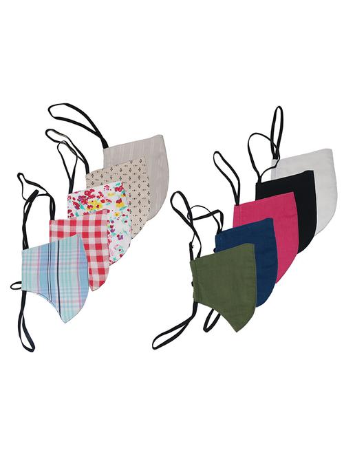 multi colored cotton anti-pollution women mask (pack of 10) - 17094775 - Very Small Image - 1