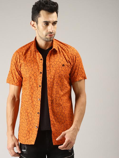 orange printed casual shirt - 17095391 - Very Small Image - 1