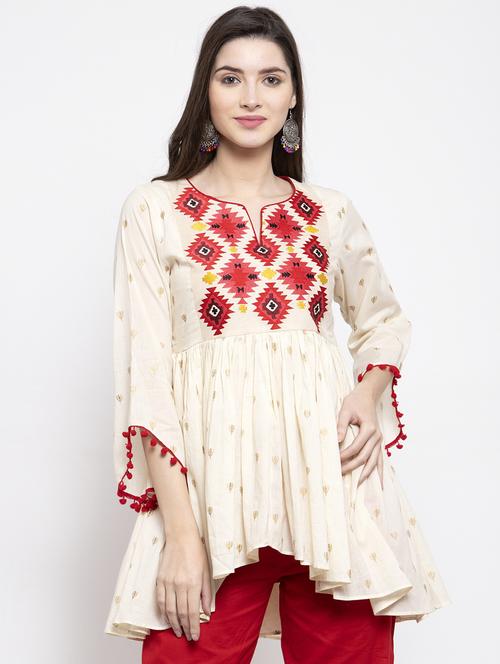 embroidered detail printed tunic - 17095467 - Very Small Image - 1