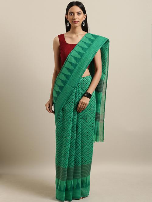 printed chanderi saree with blouse - 17095879 - Very Small Image - 1