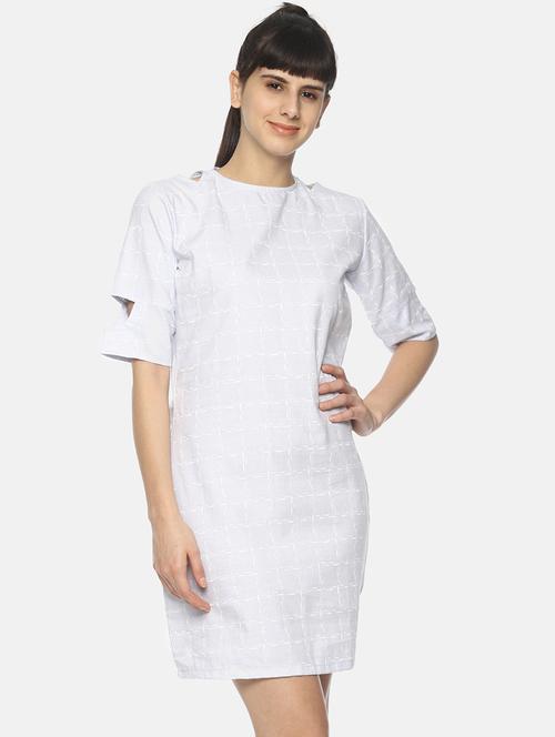 cut out detail grid pattern sheath dress - 17096290 - Very Small Image - 1