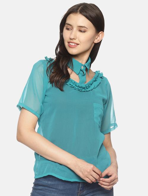 choker shirt collar sheer top - 17096321 - Very Small Image - 1