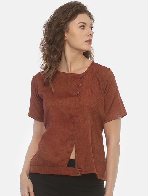 front slit button closure top - 17096325 - Very Small Image - 1
