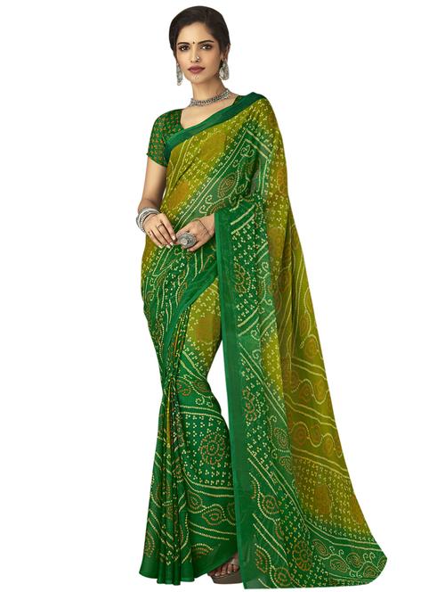 printed bandhani saree with blouse - 17096456 - Very Small Image - 1
