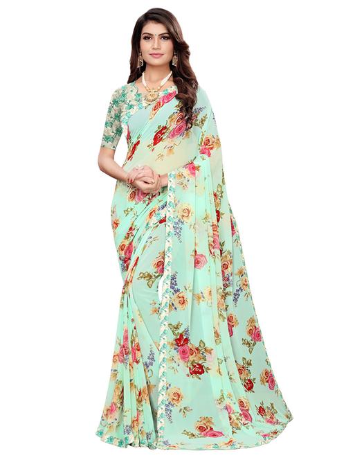 floral printed saree with blouse - 17096462 - Very Small Image - 1