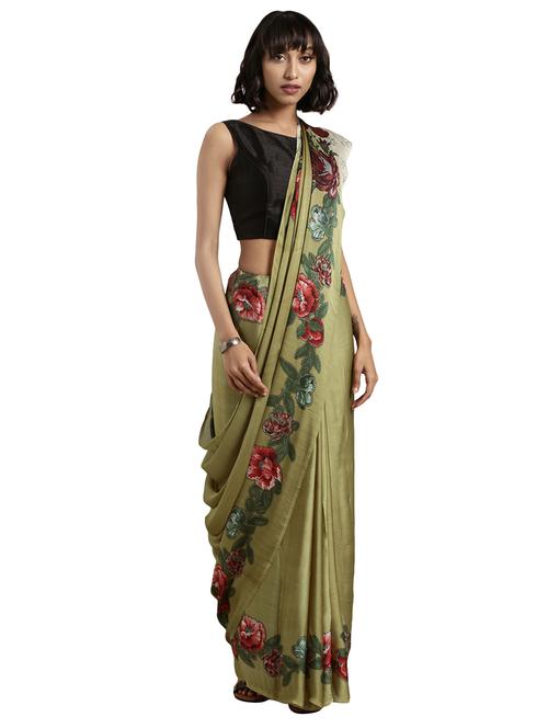 floral printed saree with blouse - 17096469 - Very Small Image - 1