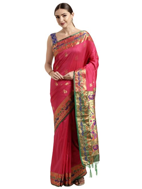 self design paithani saree with blouse - 17096471 - Very Small Image - 1