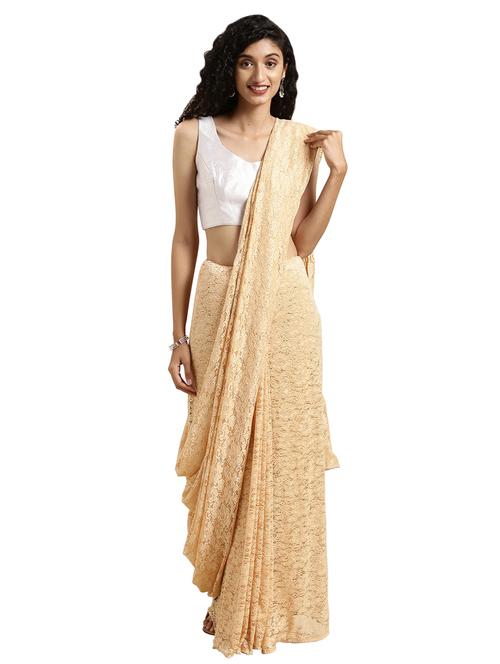 solid chikankari saree with blouse - 17096482 - Very Small Image - 1