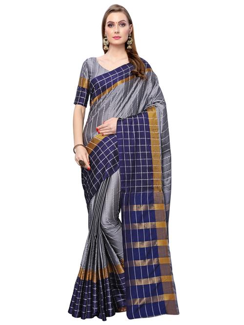 striped woven saree with blouse - 17096495 - Very Small Image - 1