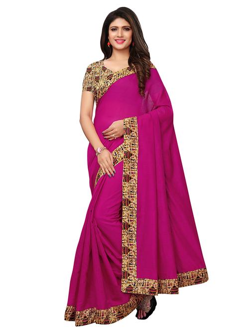 printed bordered saree with blouse - 17096514 - Very Small Image - 1