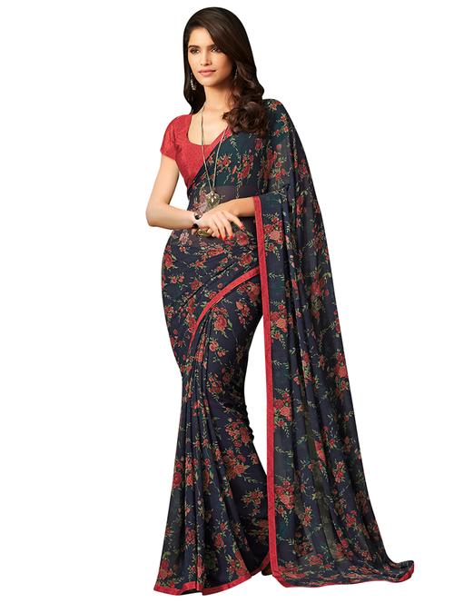 floral printed saree with blouse - 17096523 - Very Small Image - 1