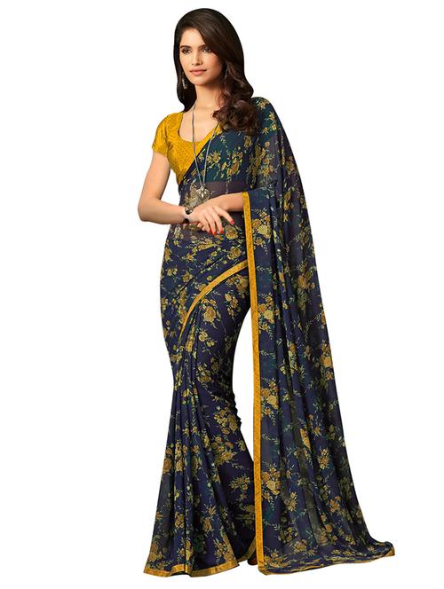 floral printed saree with blouse - 17096525 - Very Small Image - 1