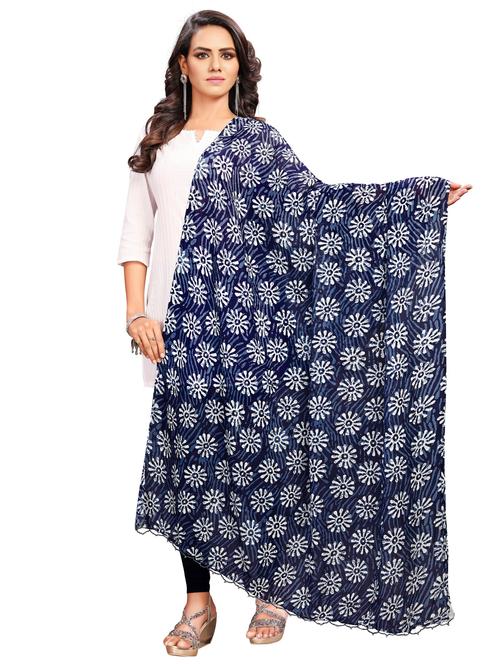 indigo cotton dupatta - 17097687 - Very Small Image - 1