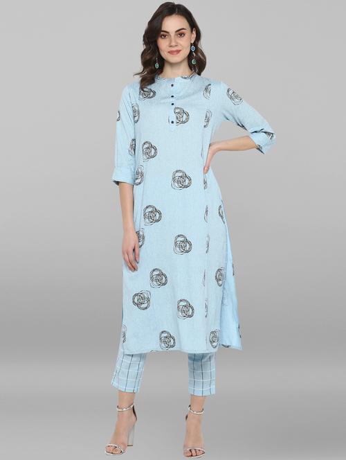 printed kurta pant set - 17097798 - Very Small Image - 1