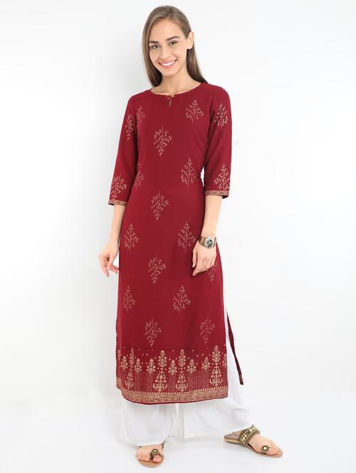 printed straight kurta - 17098448 - Very Small Image - 1