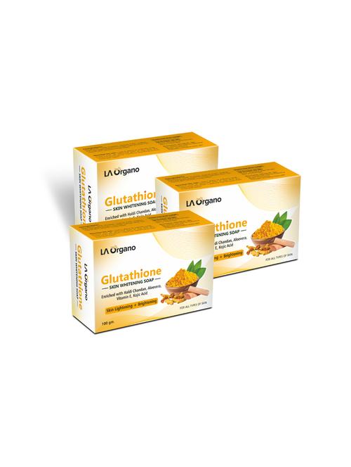 la organo glutathione handi chandan skin lightening & brightening soap for all skin type (100gm) pack of 3 - 17098878 - Very Small Image - 1