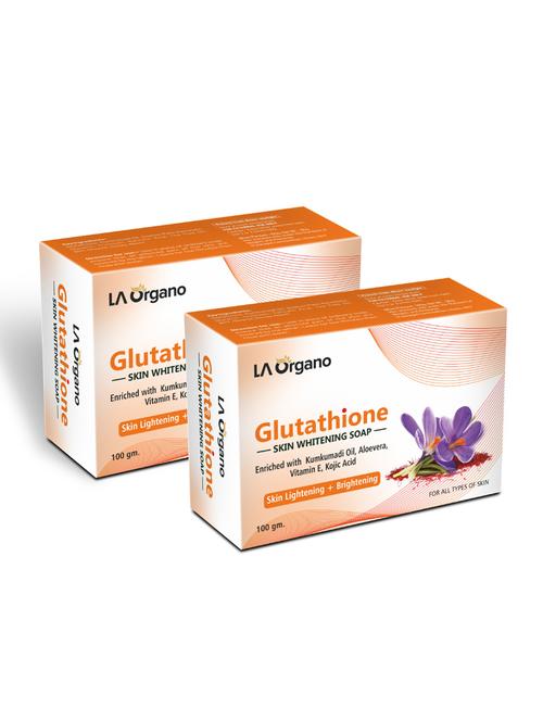 la organo glutathione kumkumadi skin lightening & brightening soap for all skin type (100gm) pack of 2 - 17098883 - Very Small Image - 1