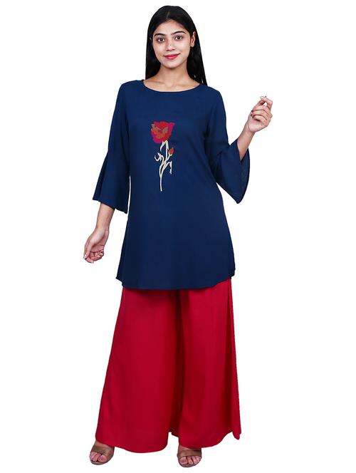 embroidered kurta palazzo set - 17098953 - Very Small Image - 1