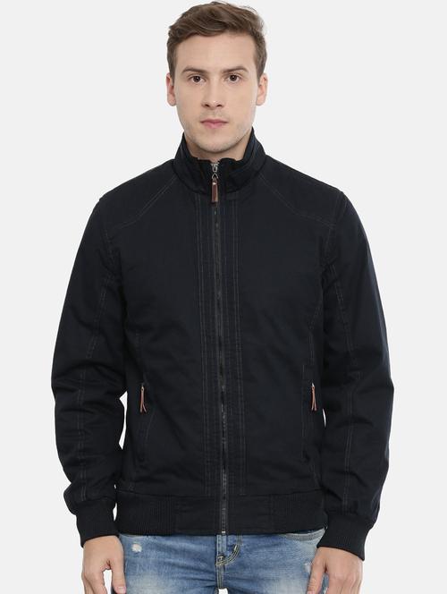navy blue solid casual jacket - 17099013 - Very Small Image - 1