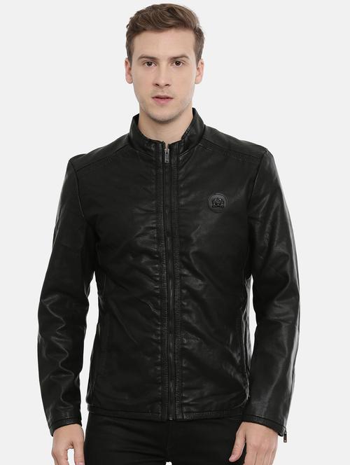 black solid pu biker jacket - 17099014 - Very Small Image - 1