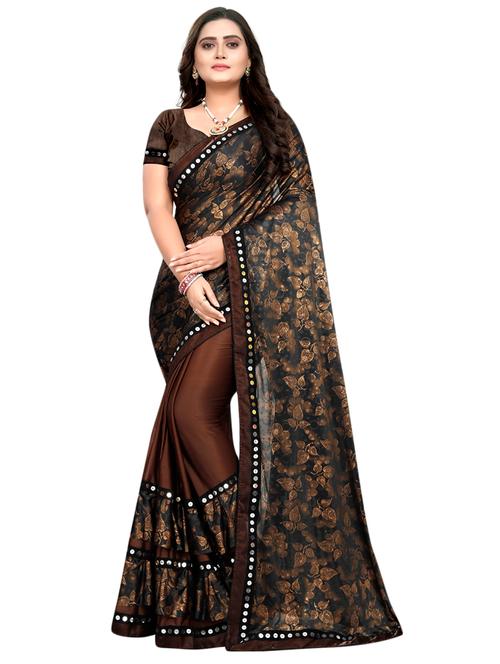 ruffle printed saree with blouse - 17099031 - Very Small Image - 1
