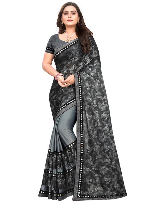 ruffle printed saree with blouse - 17099033 - Very Small Image - 1