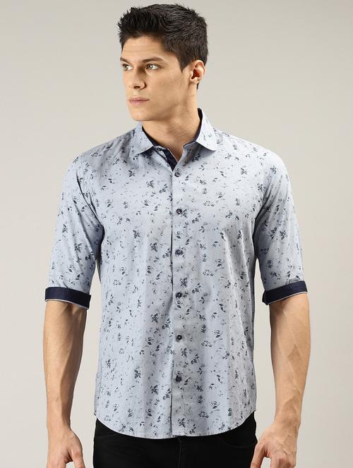 light blue printed casual shirt - 17099808 - Very Small Image - 1
