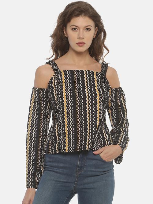 cold shoulder chevron top - 17099814 - Very Small Image - 1