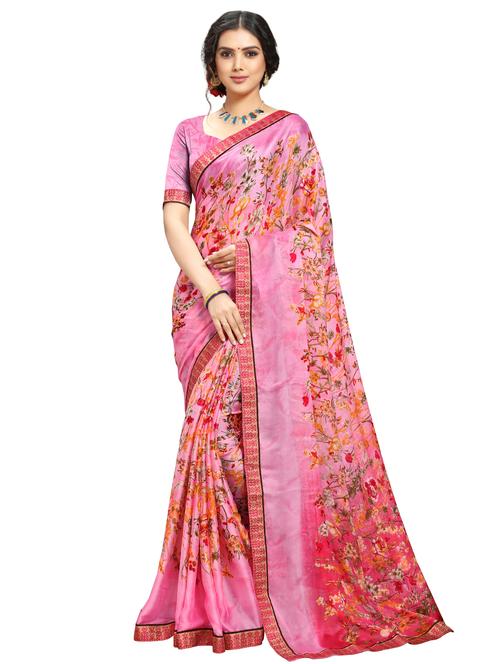 floral printed saree with blouse - 17099822 - Very Small Image - 1