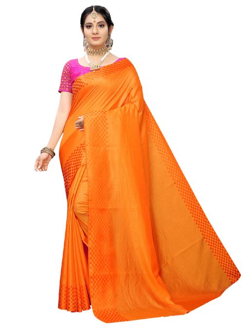 solid plain saree with blouse - 17100003 - Very Small Image - 1