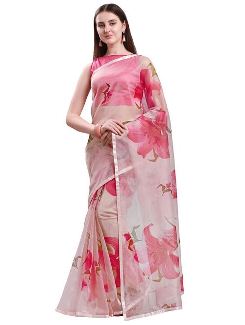 floral printed saree with blouse - 17100034 - Very Small Image - 1