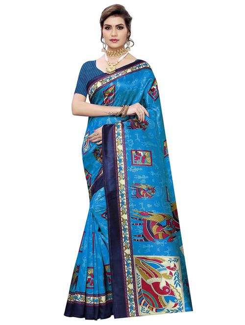 conversational printed saree with blouse - 17100045 - Very Small Image - 1