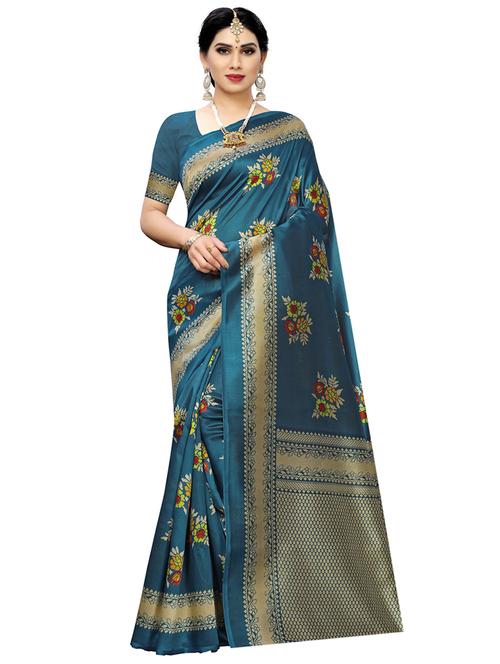floral printed saree with blouse - 17100079 - Very Small Image - 1