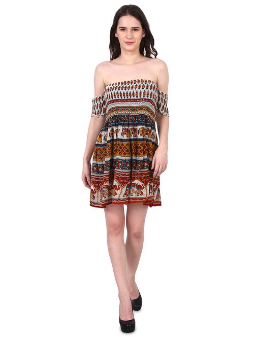 off shoulder smocked detail dress - 17100202 - Very Small Image - 1