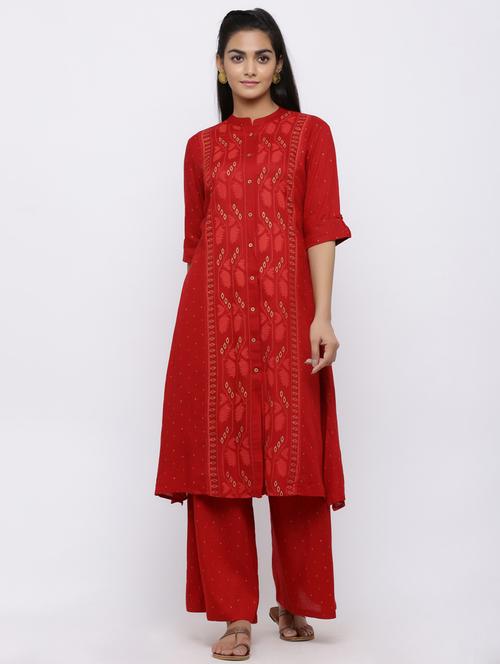 embroidered a-line kurta - 17101872 - Very Small Image - 1