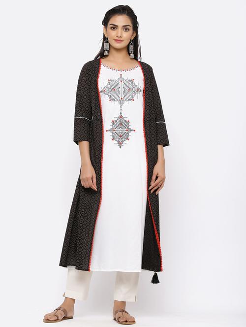embroidered layered kurta - 17101882 - Very Small Image - 1