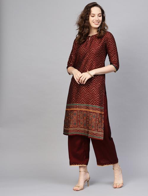 printed kurta palazzo set - 17102124 - Very Small Image - 1