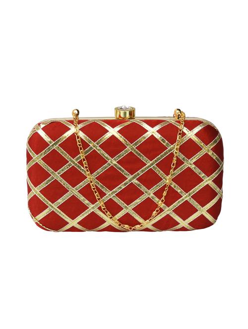maroon silk box clutch - 17102201 - Very Small Image - 1