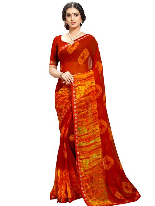 tie & dye printed saree with blouse - 17102205 - Very Small Image - 1