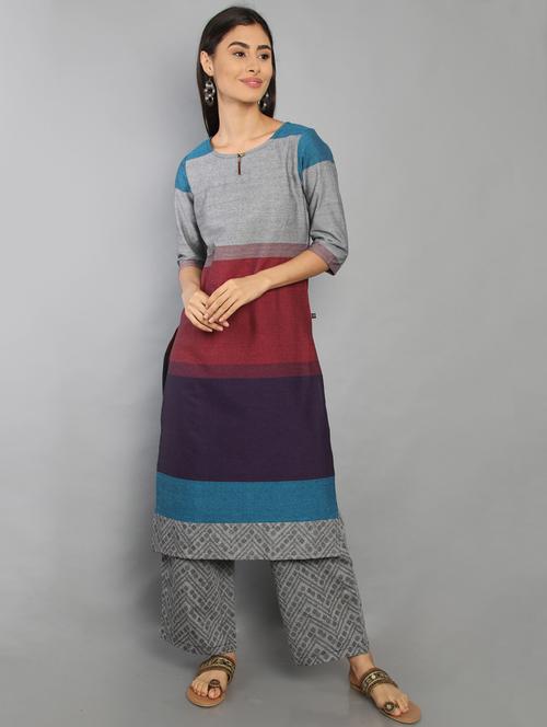 color block kurta palazzo set - 17102397 - Very Small Image - 1
