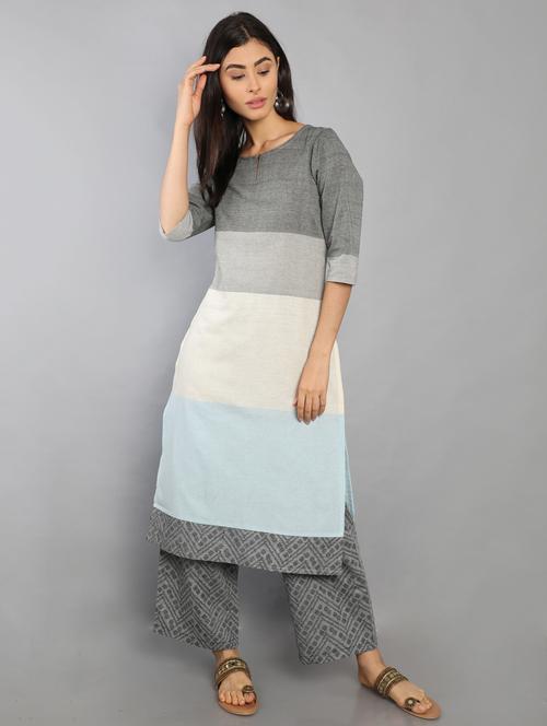 color block kurta palazzo set - 17102398 - Very Small Image - 1