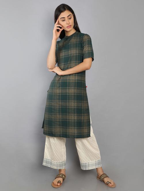checkered kurta palazzo set - 17102408 - Very Small Image - 1