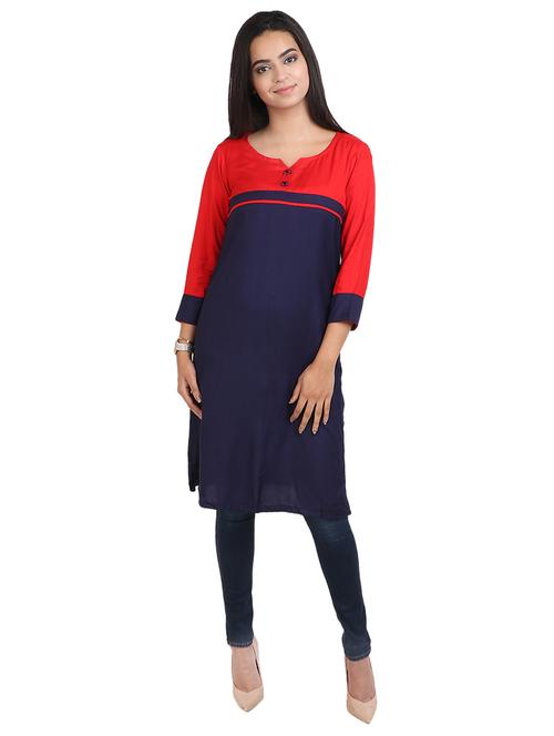 color block straight kurta - 17102793 - Very Small Image - 1