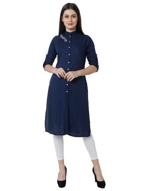 solid straight kurta - 17102804 - Very Small Image - 1